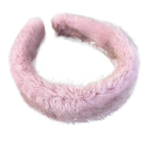 Stirnband 3 stücke Stirnband Pelzigen Breiten Haarband for Frau Temperament Elegante Haar Hoop Weibliche Haar Zubehör Winter Stirnband(Pink) von ZHAOQIN