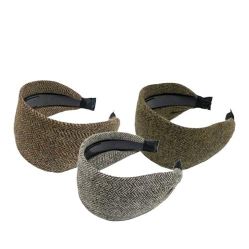Stirnband 3 stücke Verdickt Warme Breitkrempige Haar Stirnband Herbst Und Winter Haar Zubehör Mit Zähne Stirnbänder for Frauen Winter Stirnband(Dark color-3pcs) von ZHAOQIN