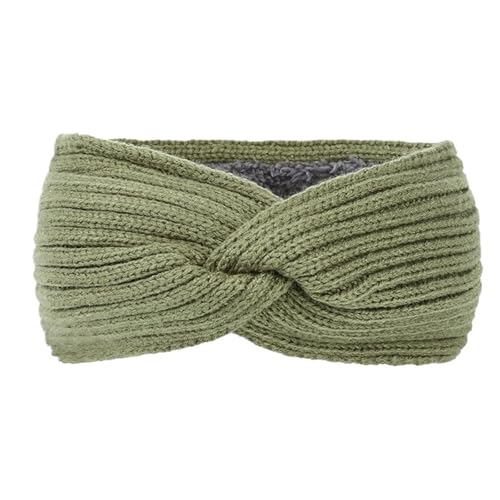 Stirnband 3 stücke Winter Herbst Verdicken Stricken Breiten Stirnband Plüsch Gefüttert Headwrap Turban Haarbänder for Frauen Warm Halten Weibliche Ohr Wärmer Winter Stirnband(Green) von ZHAOQIN
