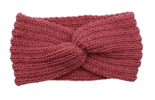 Stirnband 3PCS Perle Gestrickte Kreuz Stirnbänder for Frauen Mädchen Handgemachte Haar Zubehör Herbst Winter Headwear Ohr Wärmer Elastische Haarband Winter Stirnband(Pink B) von ZHAOQIN