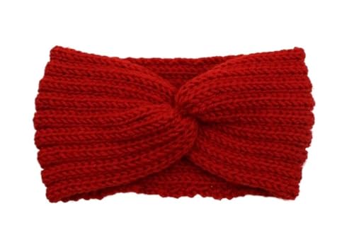 Stirnband 3PCS Perle Gestrickte Kreuz Stirnbänder for Frauen Mädchen Handgemachte Haar Zubehör Herbst Winter Headwear Ohr Wärmer Elastische Haarband Winter Stirnband(Red B) von ZHAOQIN