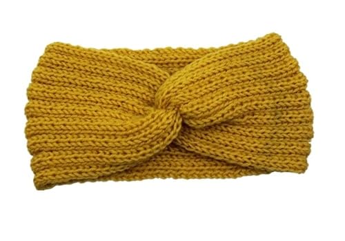 Stirnband 3PCS Perle Gestrickte Kreuz Stirnbänder for Frauen Mädchen Handgemachte Haar Zubehör Herbst Winter Headwear Ohr Wärmer Elastische Haarband Winter Stirnband(Yellow B) von ZHAOQIN