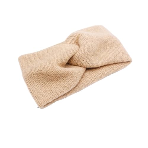 Stirnband 3PCS Winter Breite Stricken Kreuz Stirnband for Frauen Mode Einfarbig Elastische Yoga Turban Verband Bandanas Haarbänder Winter Stirnband(Light khaki) von ZHAOQIN