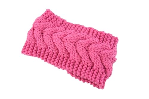 Stirnband 3PCS Winter Warm Twist Gestrickte Stirnband for Frauen Handarbeit Einfarbig Elastische Turban Verband Bandanas Haar Zubehör Winter Stirnband(Pink A) von ZHAOQIN