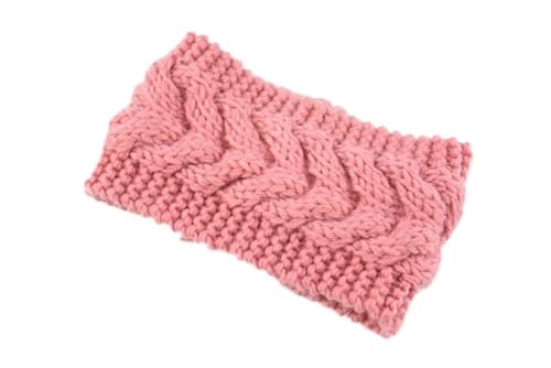 Stirnband 3PCS Winter Warm Twist Gestrickte Stirnband for Frauen Handarbeit Einfarbig Elastische Turban Verband Bandanas Haar Zubehör Winter Stirnband(Pink C) von ZHAOQIN