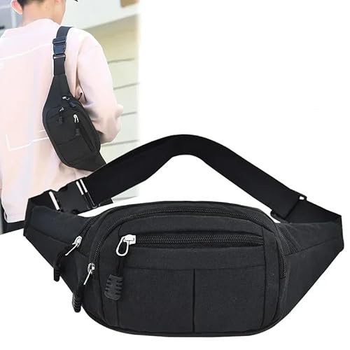 Bauchtasche Casual Pack Geldbörse Große Gürtel Tasche Beutel Canvas Outdoor Reise Telefon Tasche Hüfte Taschen Männer Frauen Taille Tasche(Black) von ZHAOSHIXU