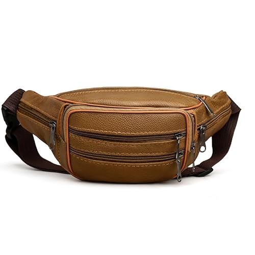 Bauchtasche Herren Hüfttasche Hüfttaschen Lässige Schultertasche mit großer Kapazität und Brusttasche(Brown) von ZHAOSHIXU