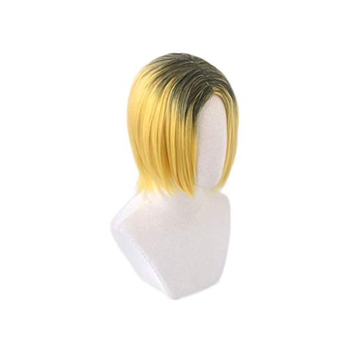 Kurzes gelb-schwarzes Haar für Kenma Kozume Cosplay-Perücke, Seitenteil, Halloween-Kostüm-Perücken von ZHAOSJ