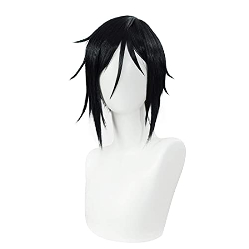 Sebastian Michaelis Cosplay Perücke, kurze schwarze geschichtete Anime-Party-Halloween-Kostüm-Perücken von ZHAOSJ