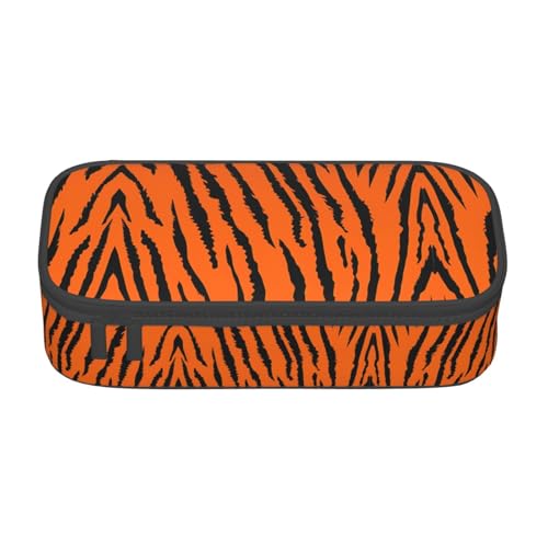 Federmäppchen mit Cartoon-Haien, Volldruck-Design, Mehrzweck-Organizer, strapazierfähiges Oxford-Gewebe, mehrere Fächer, Orange Tiger Leopard, Einheitsgröße, Schulranzen von ZHAOUR