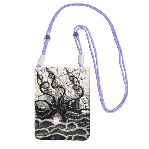 Schwarze Universal-Crossbody-Telefontasche – leichte Segel-Piraten-Oktopus-Portemonnaie, perfekt zum Einkaufen und für Outdoor-Aktivitäten, violett, Einheitsgröße Schwarze Universal-Crossbody-Telefontasche – leichte Segel-Piraten-Oktopus-Portemonnaie, perfekt zum Einkaufen und für Outdoor-Aktivitäten, violett, Einheitsgröße von ZHAOUR