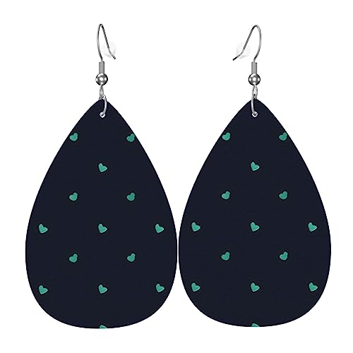Stilvolle, schöne baumelnde Ohrringe mit blauem Hintergrund für Frauen – leichter Lederschmuck in Tropfenform, perfekt für Mode-Partys, Einheitsgröße, Leder von ZHAOUR