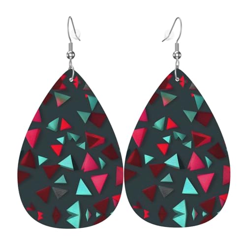 Stilvolle Ohrringe mit dreieckigem Muster für Frauen – leichter Lederschmuck in Tropfenform, perfekt für Mode-Partys, Einheitsgröße, Leder von ZHAOUR