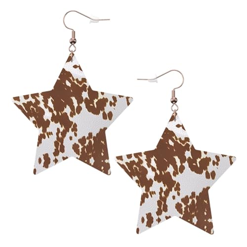 Weiße trendige Leder-Stern-Ohrringe für Frauen – 5c762f1816e2df05ad7ebf5f2c76df1 Druck baumelnder Schmuck, leichte modische Creolen-Anhänger, Einheitsgröße, Leder von ZHAOUR