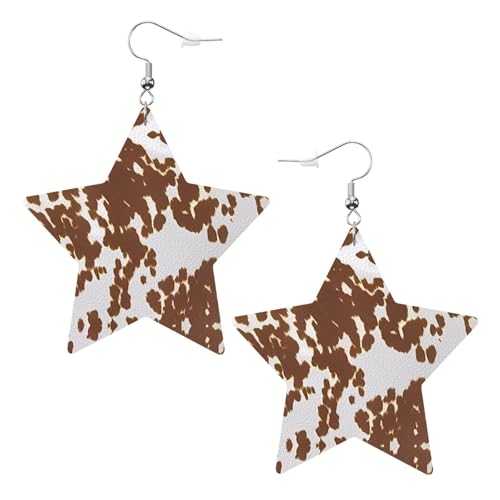 Weiße trendige Leder-Stern-Ohrringe für Frauen – 5c762f1816e2df05ad7ebf5f2c76df1 Druck baumelnder Schmuck, leichte modische Creolen-Anhänger, Einheitsgröße, Leder von ZHAOUR