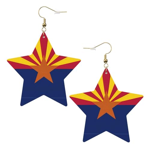 Weiße trendige Leder-Stern-Ohrringe für Frauen – Arizona-Flaggen-Druck, baumelnder Schmuck, leicht, modisch, Creolen-Anhänger, Einheitsgröße, Leder Weiße trendige Leder-Stern-Ohrringe für Frauen – Arizona-Flaggen-Druck, baumelnder Schmuck, leicht, modisch, Creolen-Anhänger, Einheitsgröße, Leder von ZHAOUR
