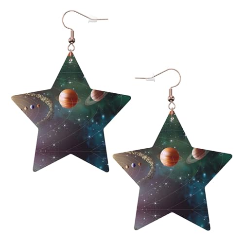 Weiße trendige Leder-Stern-Ohrringe für Frauen – Planet Weltraum Sonnensystem Druck baumeln Schmuck, leichte modische Creolen Anhänger, Einheitsgröße, Leder Weiße trendige Leder-Stern-Ohrringe für Frauen – Planet Weltraum Sonnensystem Druck baumeln Schmuck, leichte modische Creolen Anhänger, Einheitsgröße, Leder von ZHAOUR