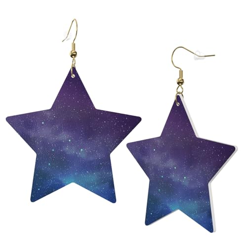 Weiße trendige Leder-Stern-Ohrringe für Frauen – Universum mit Sternen und Galaxie-Interstellar-Druck, baumelnder Schmuck, leichte modische Creolen-Anhänger, Einheitsgröße, Leder Weiße trendige Leder-Stern-Ohrringe für Frauen – Universum mit Sternen und Galaxie-Interstellar-Druck, baumelnder Schmuck, leichte modische Creolen-Anhänger, Einheitsgröße, Leder von ZHAOUR