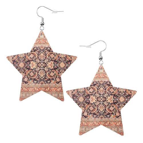 Weiße trendige Leder-Stern-Ohrringe für Frauen – antiker orientalischer Kunstdruck baumelnder Schmuck, leichte modische Creolen-Anhänger, Einheitsgröße, Leder Weiße trendige Leder-Stern-Ohrringe für Frauen – antiker orientalischer Kunstdruck baumelnder Schmuck, leichte modische Creolen-Anhänger, Einheitsgröße, Leder von ZHAOUR