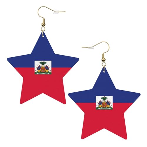 Weiße trendige Leder-Stern-Ohrringe für Frauen – haitianische Flagge, baumelnder Schmuck, leichte modische Creolen-Anhänger, Einheitsgröße, Leder Weiße trendige Leder-Stern-Ohrringe für Frauen – haitianische Flagge, baumelnder Schmuck, leichte modische Creolen-Anhänger, Einheitsgröße, Leder von ZHAOUR