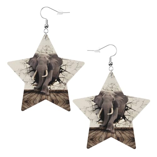 Weiße trendige Leder-Stern-Ohrringe für Frauen – zerbrochene Wand, Elefanten-Druck, baumelnder Schmuck, leicht, modisch, Creolen-Anhänger, Einheitsgröße, Leder Weiße trendige Leder-Stern-Ohrringe für Frauen – zerbrochene Wand, Elefanten-Druck, baumelnder Schmuck, leicht, modisch, Creolen-Anhänger, Einheitsgröße, Leder von ZHAOUR