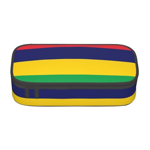 ZHAOUR Federmäppchen mit Aufdruck "Merry Christmas" – Mehrzweck-Organizer – strapazierfähiges Oxford-Gewebe, mehrere Fächer, Flagge von Mauritius, Einheitsgröße, Schulranzen von ZHAOUR