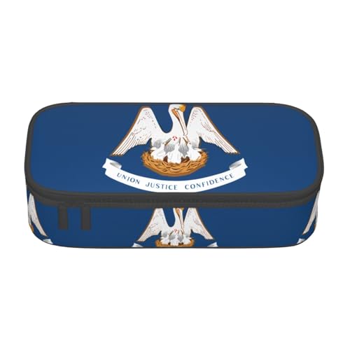 ZHAOUR Federmäppchen mit Flagge der Republik Kroatien, Volldruck-Design, Mehrzweck-Organizer, strapazierfähiges Oxford-Gewebe, mehrere Fächer, Flagge des Bundesstaates Louisiana, Einheitsgröße von ZHAOUR