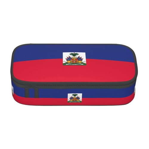 ZHAOUR Federmäppchen mit Flagge der Republik Kroatien, Volldruck-Design, Mehrzweck-Organizer, strapazierfähiges Oxford-Gewebe, mehrere Fächer, Haitianische Flagge, Einheitsgröße, Schulranzen von ZHAOUR