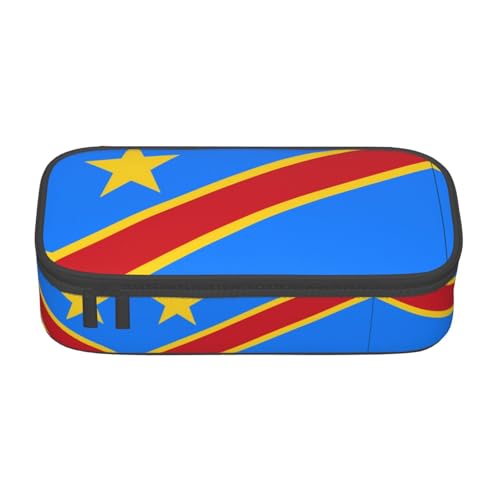 ZHAOUR Federmäppchen mit Flagge der Tschechischen Republik Volldruck Design - Mehrzweck-Organizer - strapazierfähiges Oxford-Gewebe, mehrere Fächer, Flagge des Kongo, Einheitsgröße, Schulranzen von ZHAOUR