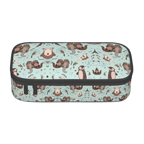 ZHAOUR Federmäppchen mit Flagge von Malta, Volldruck-Design, Mehrzweck-Organizer, strapazierfähiges Oxford-Gewebe, mehrere Fächer, Cartoon-Otter., Einheitsgröße, Schulranzen von ZHAOUR