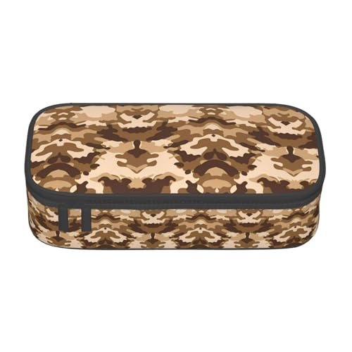 ZHAOUR Federmäppchen mit Galaxy Wolf Volldruck Design - Mehrzweck-Organizer - strapazierfähiges Oxford-Gewebe, mehrere Fächer, Braun (Tarnfarben), Einheitsgröße, Schulranzen von ZHAOUR