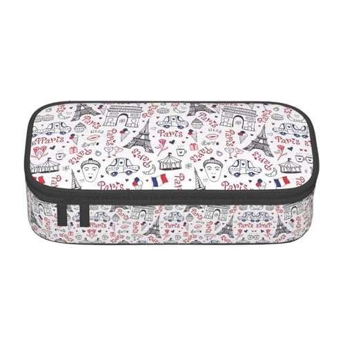 ZHAOUR Federmäppchen mit Galaxy Wolf Volldruck Design - Mehrzweck-Organizer - strapazierfähiges Oxford-Gewebe, mehrere Fächer, eifelturm-design, Einheitsgröße, Schulranzen von ZHAOUR