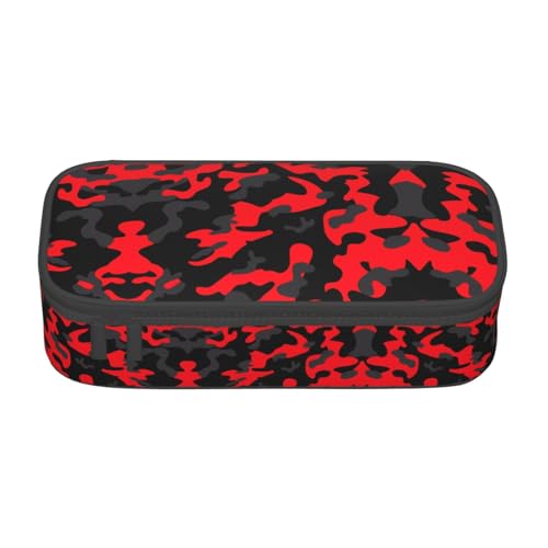ZHAOUR Federmäppchen mit Galaxy Wolf Volldruck Design - Mehrzweck-Organizer - strapazierfähiges Oxford-Gewebe, mehrere Fächer, rot camouflage, Einheitsgröße, Schulranzen von ZHAOUR