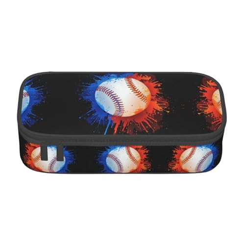 ZHAOUR Federmäppchen mit Kiwi-Vogel süßem Volldruck-Design – Mehrzweck-Organizer – strapazierfähiges Oxford-Gewebe, mehrere Fächer, Art Baseball, Einheitsgröße, Schulranzen von ZHAOUR