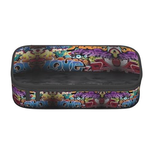 ZHAOUR Federmäppchen mit Kiwi-Vogel süßem Volldruck-Design – Mehrzweck-Organizer – strapazierfähiges Oxford-Gewebe, mehrere Fächer, Graffiti Hip Hop, Einheitsgröße, Schulranzen von ZHAOUR