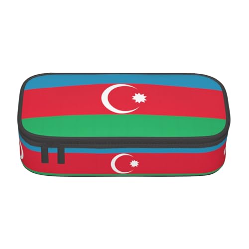 ZHAOUR Federmäppchen mit Klettersport-Volldruck-Design, Mehrzweck-Organizer, strapazierfähiges Oxford-Gewebe, mehrere Fächer, Flagge von Aserbaidschan, Einheitsgröße, Schulranzen von ZHAOUR