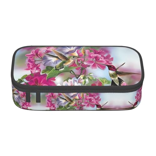 ZHAOUR Federmäppchen mit Ocean Green Wave Surf Full-Print Design - Mehrzweck-Organizer - strapazierfähiges Oxford-Gewebe, mehrere Fächer, Kolibri, Einheitsgröße, Schulranzen von ZHAOUR