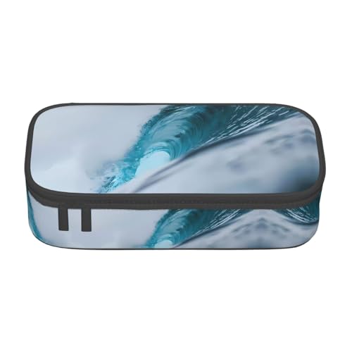 ZHAOUR Federmäppchen mit Ocean Green Wave Surf Full-Print Design - Mehrzweck-Organizer - strapazierfähiges Oxford-Gewebe, mehrere Fächer, Ocean Green Wave Surf, Einheitsgröße, Schulranzen von ZHAOUR