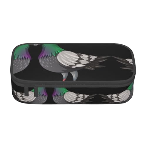 ZHAOUR Federmäppchen mit Pferd- und Rosen-Volldruck-Design, Mehrzweck-Organizer, strapazierfähiges Oxford-Gewebe, mehrere Fächer, Cartoon-Taube, Einheitsgröße, Schulranzen von ZHAOUR