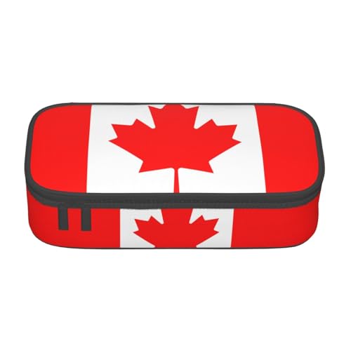 ZHAOUR Federmäppchen mit Pferd- und Rosen-Volldruck-Design, Mehrzweck-Organizer, strapazierfähiges Oxford-Gewebe, mehrere Fächer, Kanadische Flagge, Einheitsgröße, Schulranzen von ZHAOUR