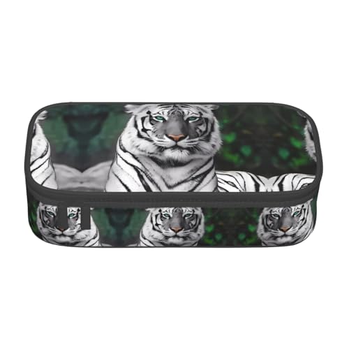 ZHAOUR Federmäppchen mit Pferd- und Rosen-Volldruck-Design, Mehrzweck-Organizer, strapazierfähiges Oxford-Gewebe, mehrere Fächer, Süßer Leopardenmuster, Einheitsgröße, Schulranzen von ZHAOUR