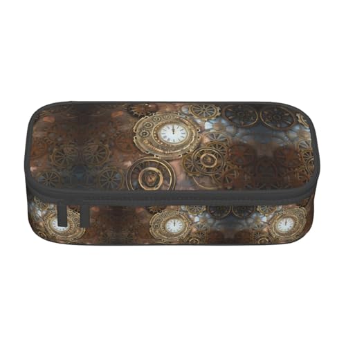 ZHAOUR Federmäppchen mit Traktor Landwirtschaft Ruhiges Volldruck-Design – Mehrzweck-Organizer – strapazierfähiges Oxford-Gewebe, mehrere Fächer, Steampunk-Uhr, Einheitsgröße, Schulranzen von ZHAOUR