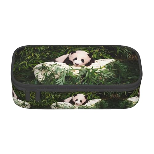 ZHAOUR Federmäppchen mit Wüstensand Camel Volldruck Design - Mehrzweck-Organizer - strapazierfähiges Oxford-Gewebe, mehrere Fächer, Niedlicher kleiner Panda, Einheitsgröße, Schulranzen von ZHAOUR