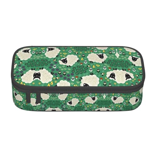 ZHAOUR Federmäppchen mit Wüstensand Camel Volldruck Design - Mehrzweck-Organizer - strapazierfähiges Oxford-Gewebe, mehrere Fächer, Niedliches Cartoon-Schaf., Einheitsgröße, Schulranzen von ZHAOUR
