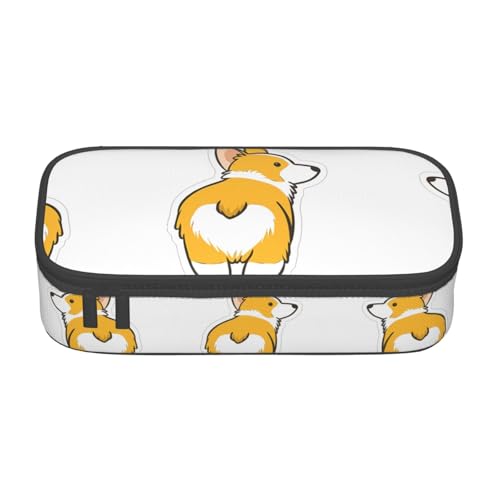 ZHAOUR Federmäppchen mit Wüstensand Camel Volldruck Design - Mehrzweck-Organizer - strapazierfähiges Oxford-Gewebe, mehrere Fächer, Süßer Corgi-Hintern, Einheitsgröße, Schulranzen von ZHAOUR