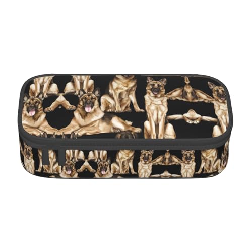ZHAOUR Federmäppchen mit a7ee6b7db5860ad7fb56e2b36a60a39 (1) Volldruck-Design – Mehrzweck-Organizer – strapazierfähiges Oxford-Gewebe, mehrere Fächer, Deutscher Schäferhund, Einheitsgröße, Schulranzen von ZHAOUR
