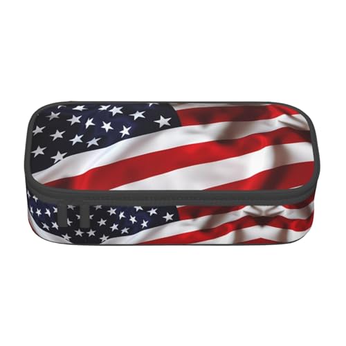 ZHAOUR Federmäppchen mit bayerischer Flagge Volldruck - Mehrzweck-Organizer - strapazierfähiges Oxford-Gewebe, mehrere Fächer, Amerikanische Flagge 2, Einheitsgröße, Schulranzen von ZHAOUR