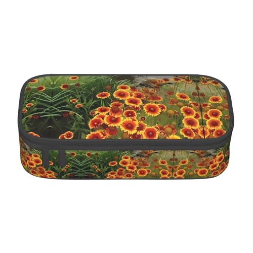 ZHAOUR Federmäppchen mit blauem Oktopus-Volldruck-Design, Mehrzweck-Organizer, strapazierfähiges Oxford-Gewebe, mehrere Fächer, Himmlische Chrysantheme (1), Einheitsgröße, Schulranzen von ZHAOUR