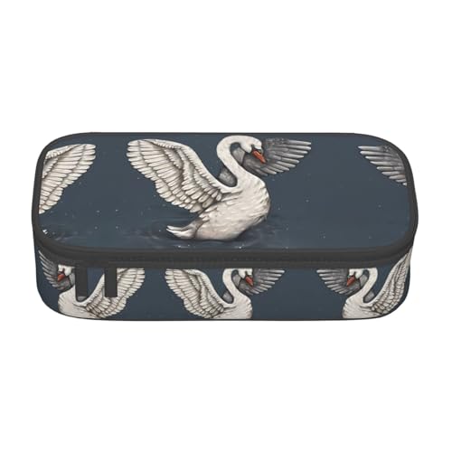 ZHAOUR Federmäppchen mit digitalem Camouflage-Volldruck-Design, Mehrzweck-Organizer, strapazierfähiges Oxford-Gewebe, mehrere Fächer, Schöner weißer Schwan, Einheitsgröße, Schulranzen von ZHAOUR