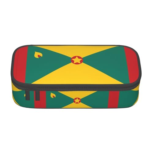 ZHAOUR Federmäppchen mit farbigem Gemälde, Volldruck-Design, Mehrzweck-Organizer, strapazierfähiges Oxford-Gewebe, mehrere Fächer, Flagge von Grenada, Einheitsgröße, Schulranzen von ZHAOUR